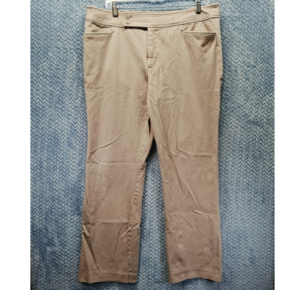 Chaps Womens Khaki Tan Stretch Straight Leg Dress Pants Size 16